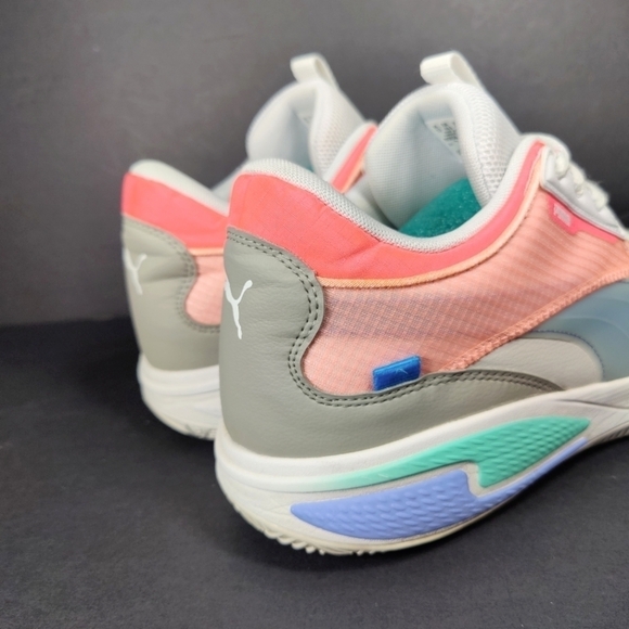 PUMA Court Rider Men\'s Basketball Sneaker White Multicolor Shoes Size 14